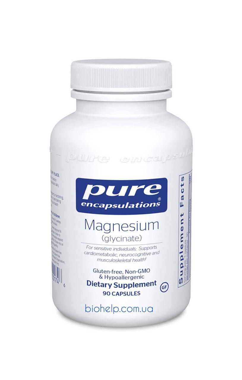 

Магний (глицинат), Magnesium (glycinate), Pure Encapsulations, 90 капсул