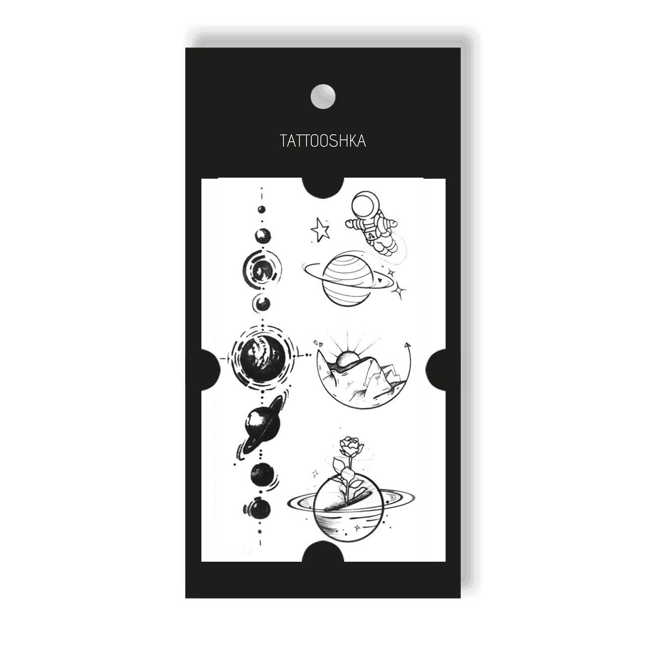 

Временная тату Tattooshka Планеты и космонавт QQ-088