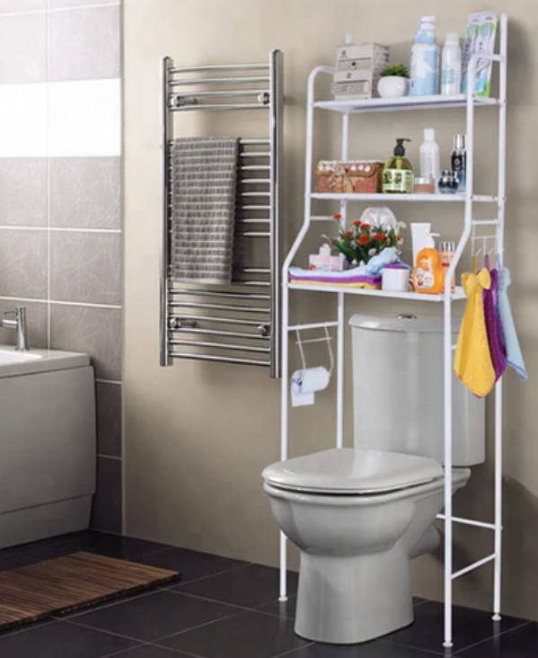 

Напольная стойка-стеллаж для ванной полка над унитазом Toilet Rack Белая
