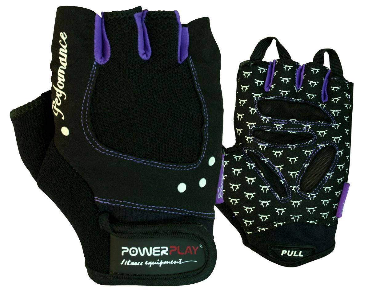 

Перчатки для фитнеса и тяжелой атлетики PowerPlay 1751 женские черно-фиолетовые XS