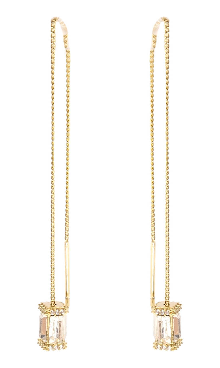 

Серьги Xuping JEAN GOUJON Позолота 14K игла серебро 925 гвоздики-протяжки "Кристальные цилиндры на цепочке"