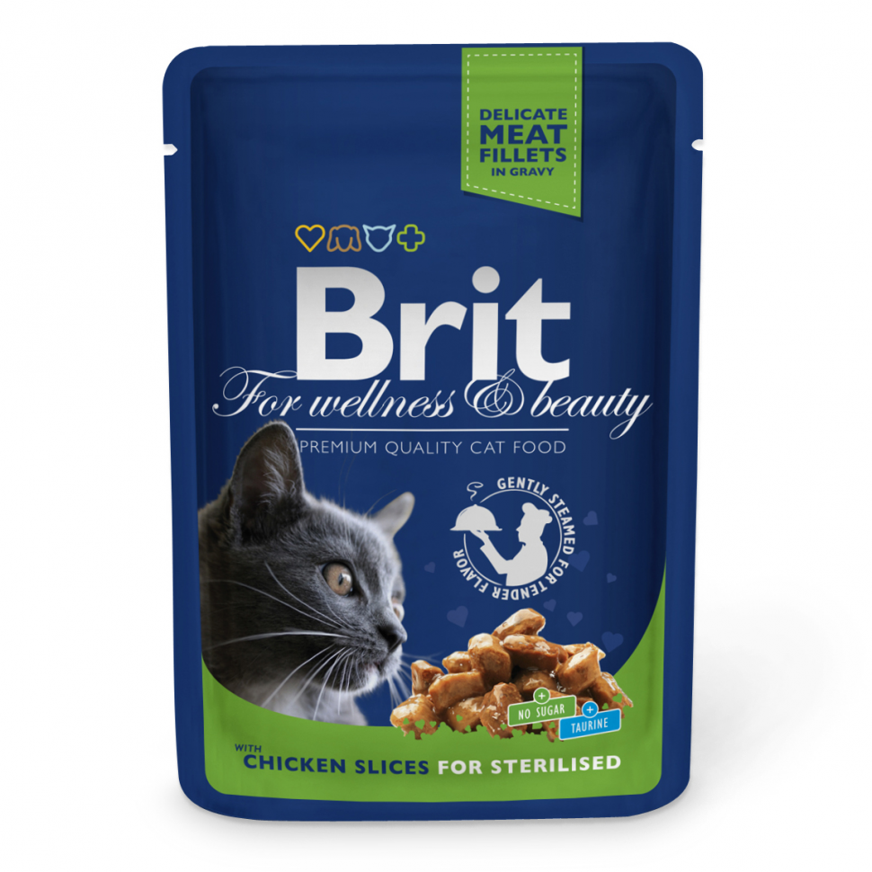 

Влажный корм для стерилизованных кошек Brit Premium Chicken Slices for Sterilised с курицей 100 г