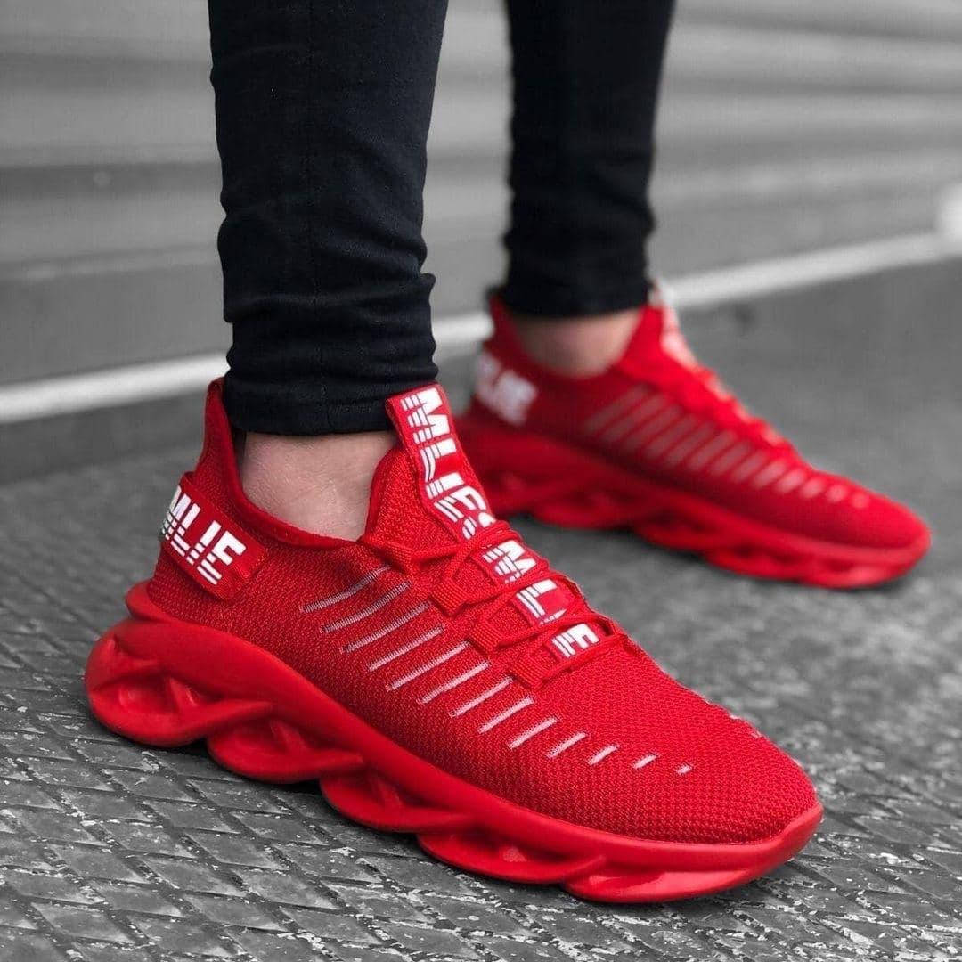 

Мужские летние красные текстильные кроссовки. Летние мужские кроссовки на шнурках., Красный