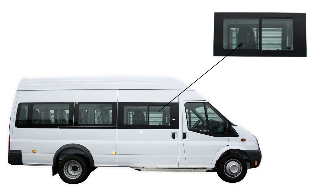 

Боковое стекло Ford Transit 2000-2014 с форточкой переднее правое