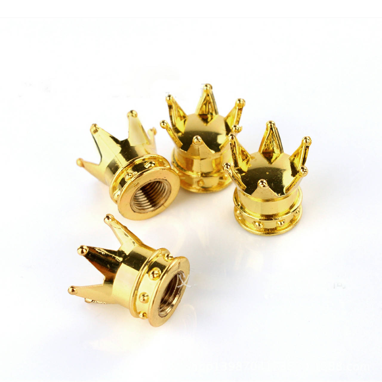 

Колпачок декоративный на колесо / ниппель для авто / вело / мото (15 РАЗНОВИДНОСТЕЙ, ПОШТУЧНО) 02-КОРОНА ЗОЛОТО