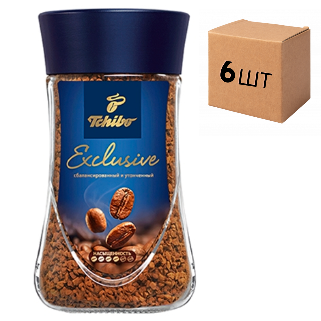 

Ящик растворимого кофе Tchibo Exclusive 200 гр. в стеклянной банке (в ящике 6 шт.)