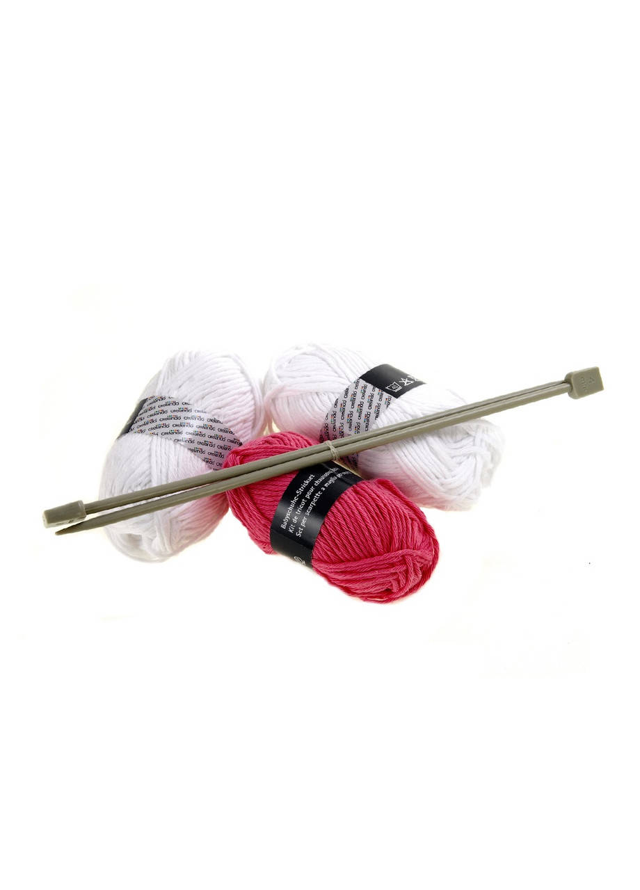 

Набор для вязания детских пинеток для девочки Crelando - розовый-белый K10-111282