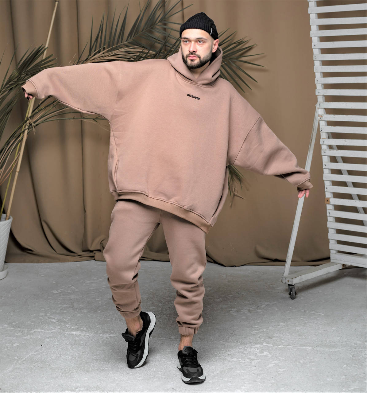 

Костюм мужской спортивный на флисе оверсайз баул XXL-XXXL Мокко