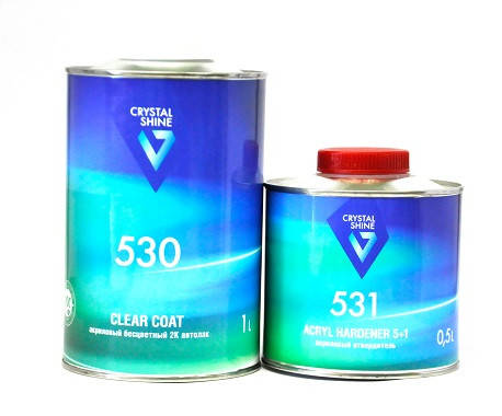 

Лак Crystal Shine акриловый 530 HS 2:1 бесцветный 1 л с отвердителем 0.5 л