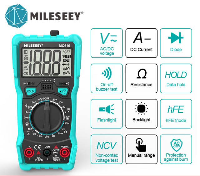 

Портативный электронный цифровой мультиметр Mileseey MC616 NCV (тестер)