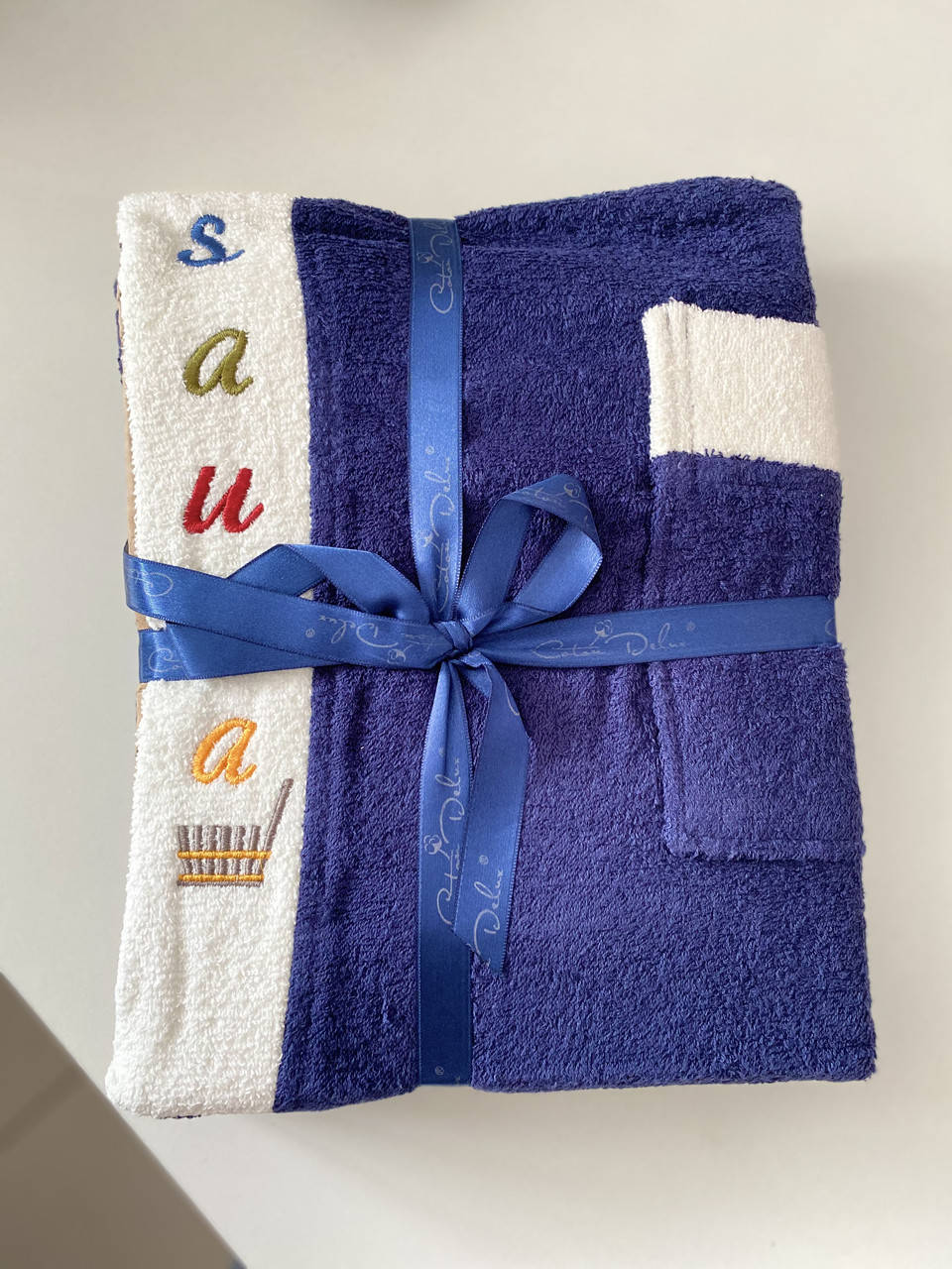 

Чоловічий набір для сауни махровий синій Gursan Туреччина