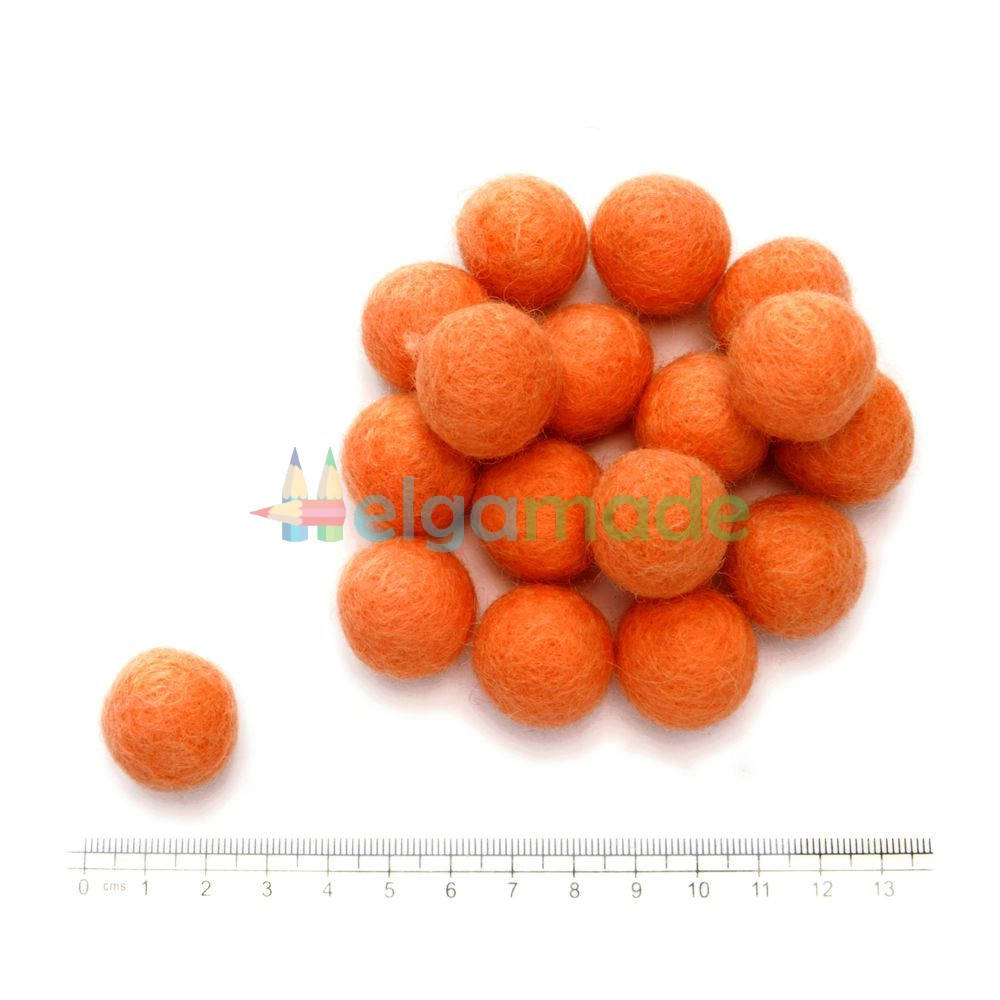 

Шарик из шерсти РЫЖИЙ, 2 см, 1 шт