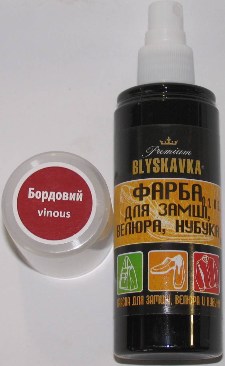 

Краска спрей бордовая для замши, нубука, велюра Блискавка 100мл Украина, Бордовый