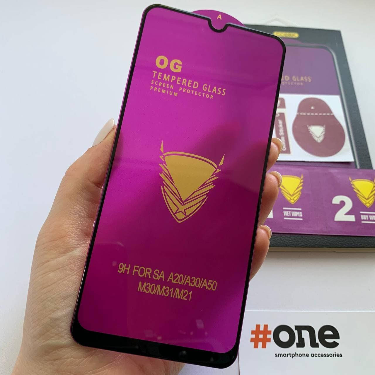 

Защитное стекло для Samsung Galaxy A20 5D OG на весь экран стекло на телефон самсунг а20 черное, Черный