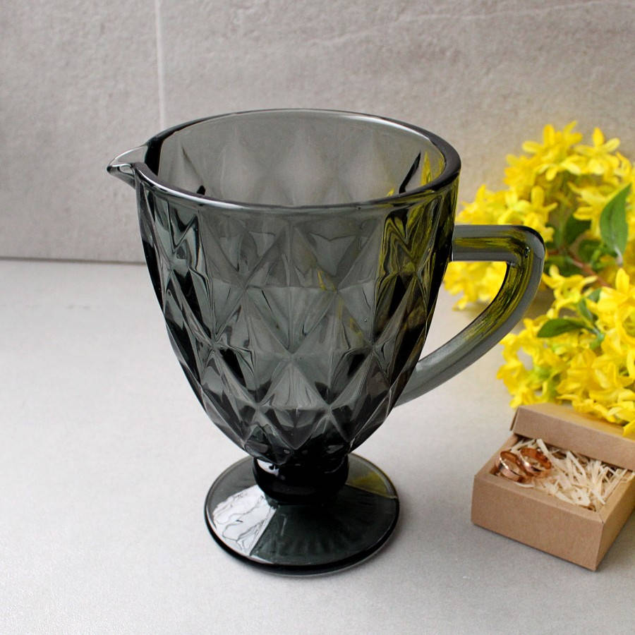 

Чёрный стеклянный кувшин из цветного стекла "Кварц" 1100 мл (6437), Черный