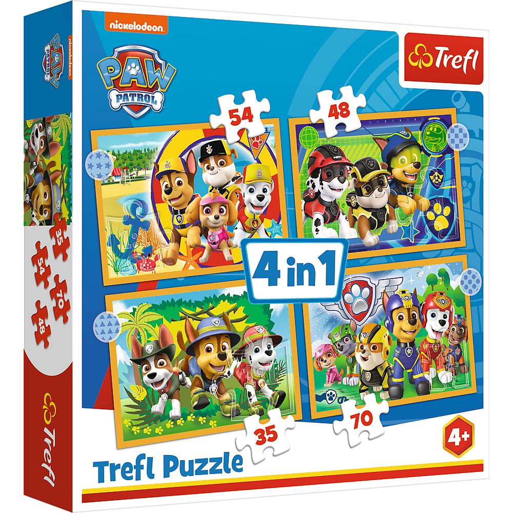 

Пазли 4в1 "Відпочинок" / Nickelodeon "Щенячий патруль", 34395, TREFL