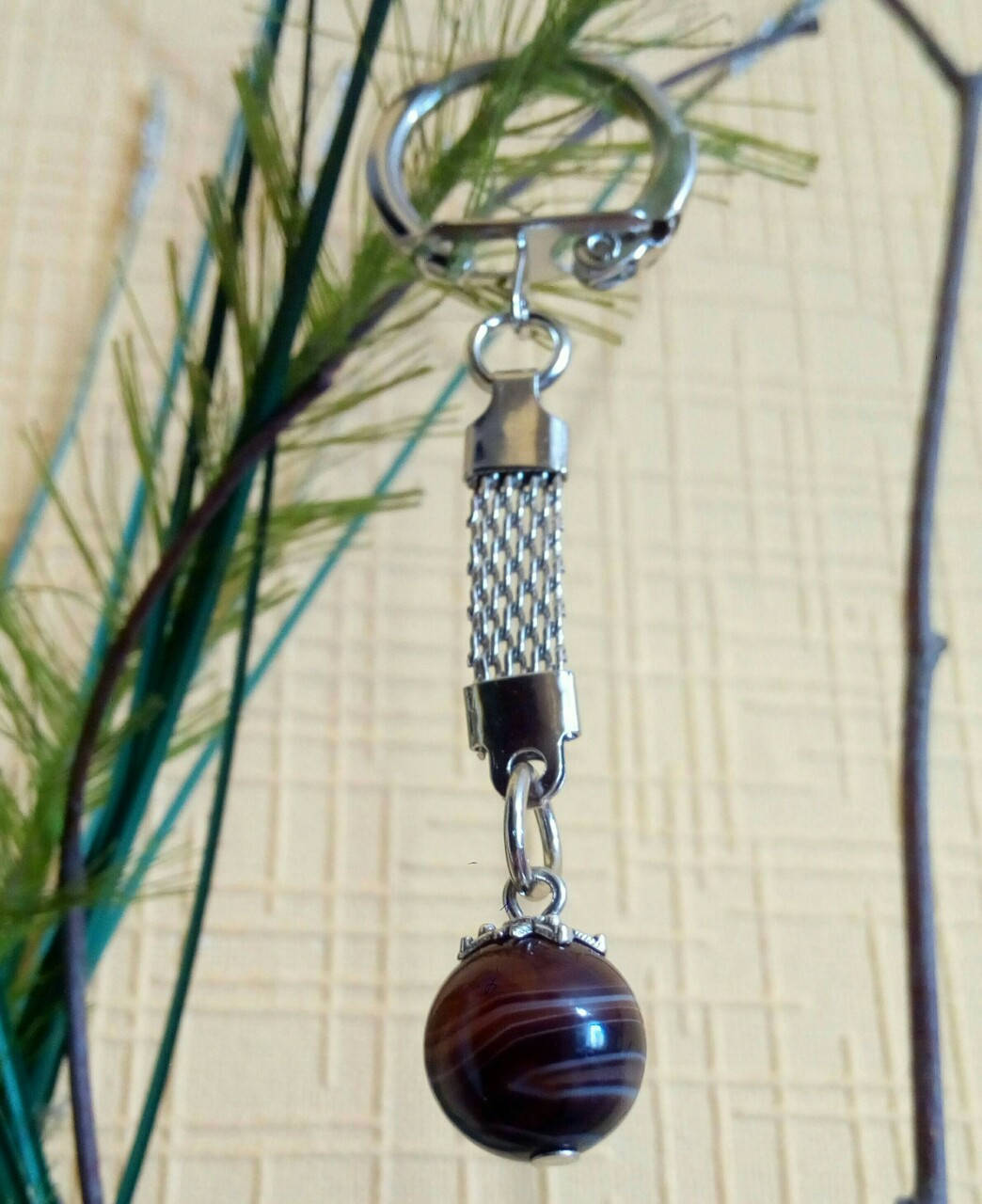 

Брелок - камень агат., Черный