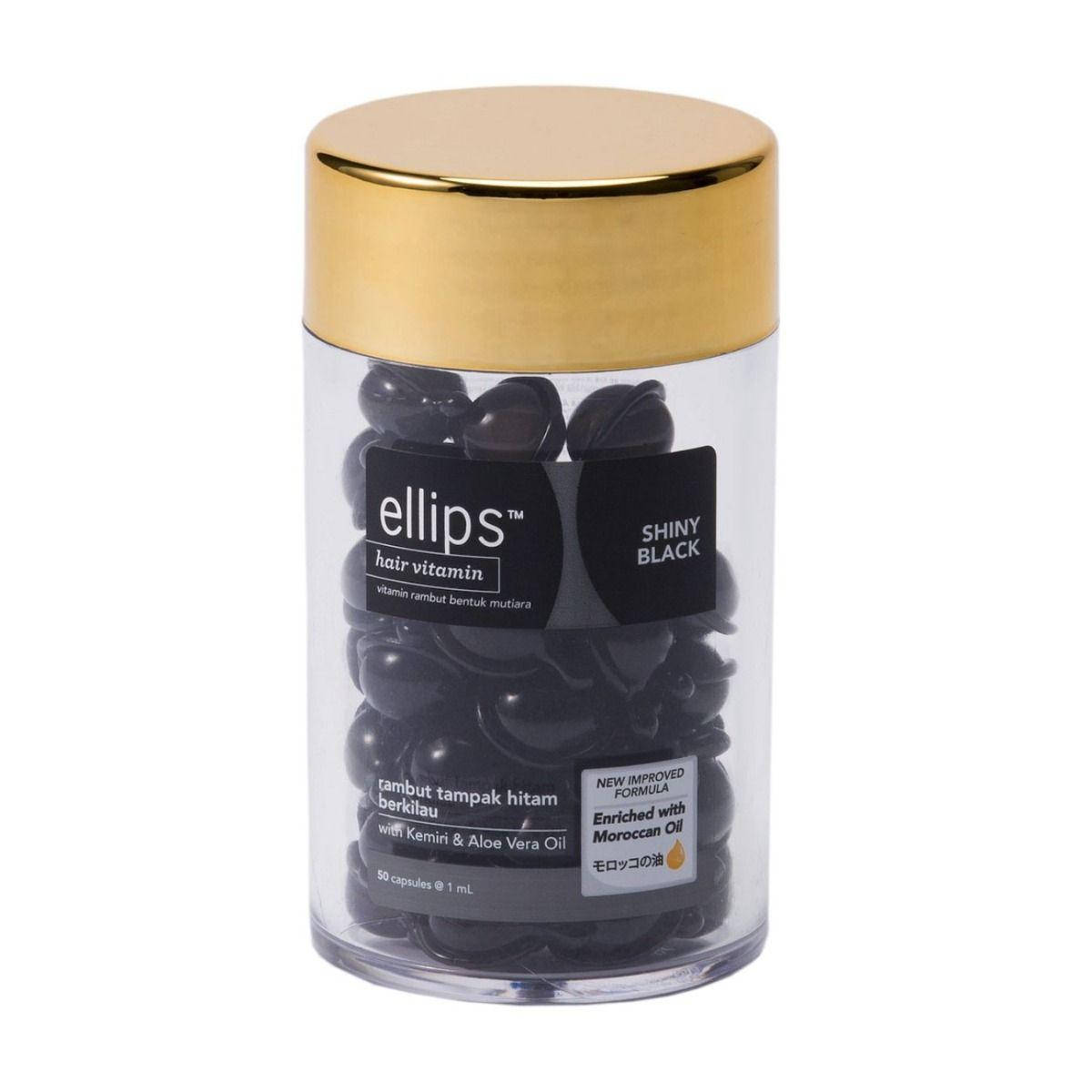 

Витамины для волос Ellips Hair Vitamin Treatment Ночное сияние с фундуком и маслом алоэ вера банка 50 шт.