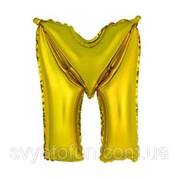 

Фольгированный шар буква "М" золото 14" Китай, Золотистый