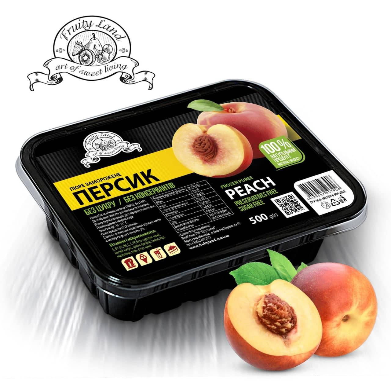 

Персик пюре Fruity Land замороженное без сахара,500г
