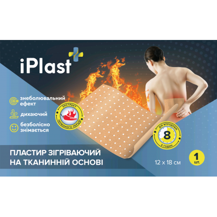 

Пластырь Согревающий IPlast на тканевой основе 12х18 мм