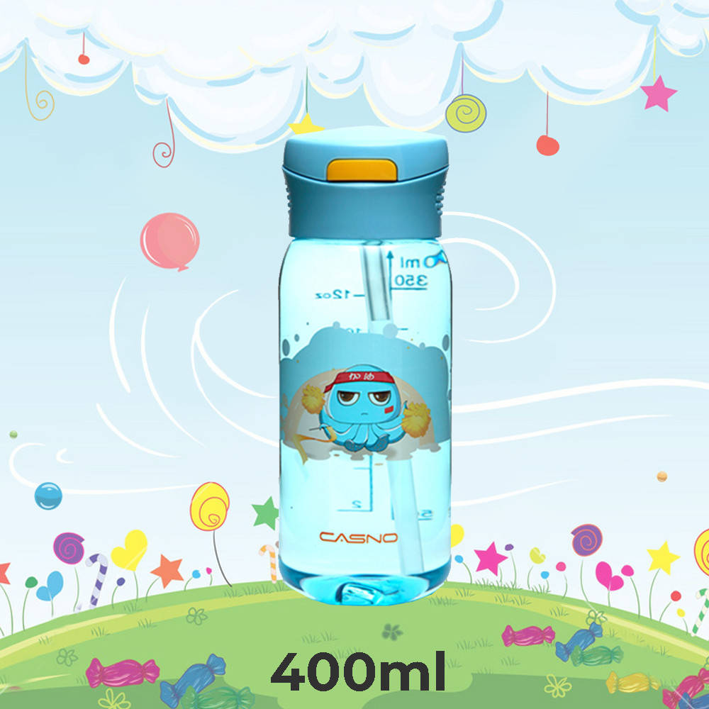 

Пляшка для води CASNO 400 мл KXN-1195 Синя (восьминіг) з соломинкою