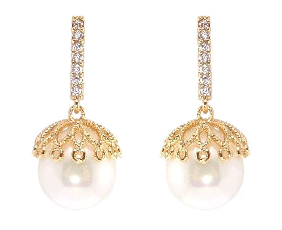 

Серьги Xuping Позолота 18K гвоздики (пуссеты) "Жемчужина под ажурным куполом"