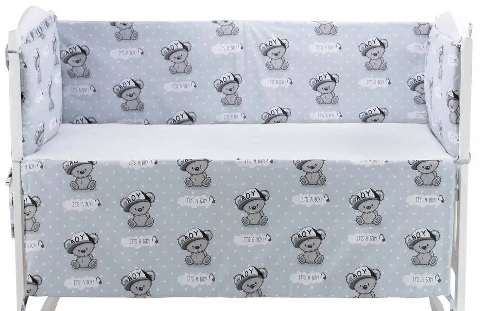 

Защита, бортики для детской кроватки 120х60 см серые (it's a boy)