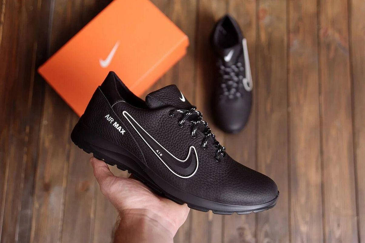 

Кроссовки черные мужские кожаные nike 45, Черный