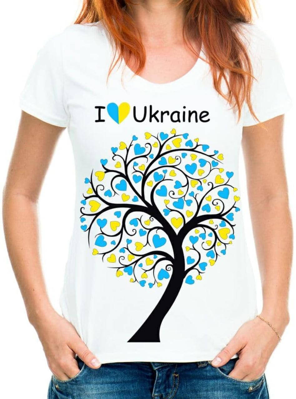 

Футболка с принтом женская "I love Ukraine", Белый
