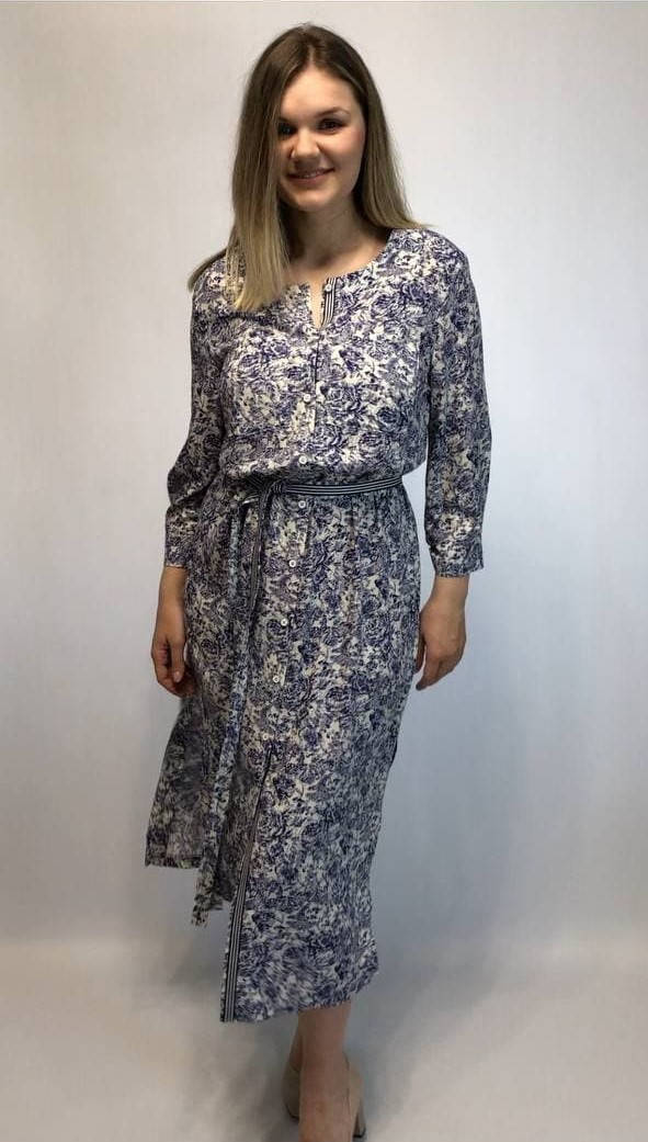 

Платье-рубаха женское хлопковое с цветочным принтом