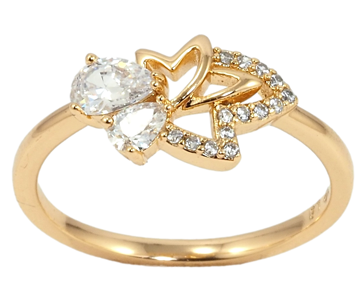 

Кольцо Xuping Позолота 18K "Листик с фианитами" р.18,19,19.5