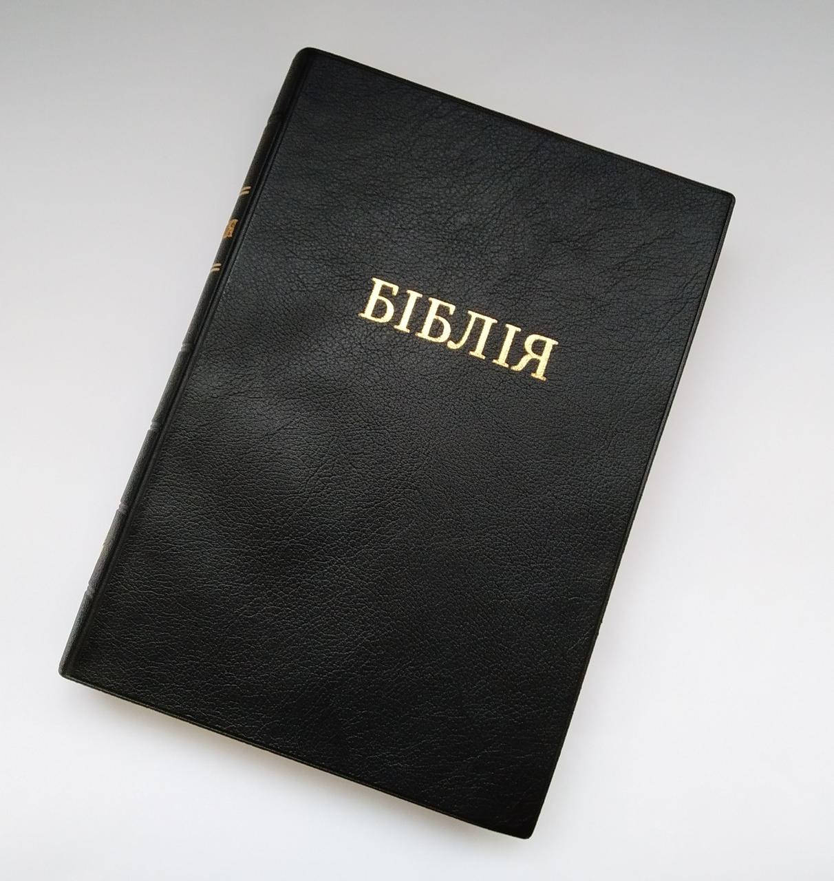 

Біблія великого формату (чорна, вініл, золото, індекси, без застібки, 17х24)