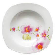 

Тарілка 9 суп квадрат Орхідея, Белый