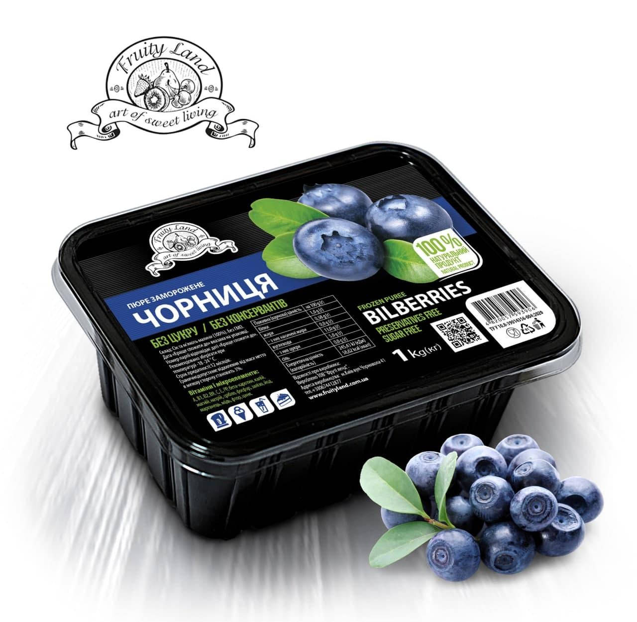 

Черника пюре Fruityland замороженное без сахара,1кг