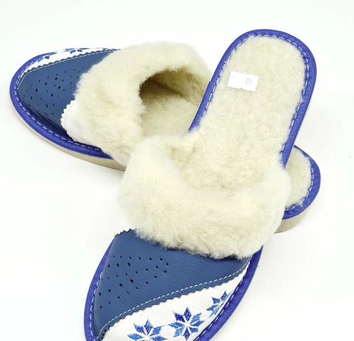 

Тапочки женские с овечьей шерстью в 5-и цветах на выбор. Синий