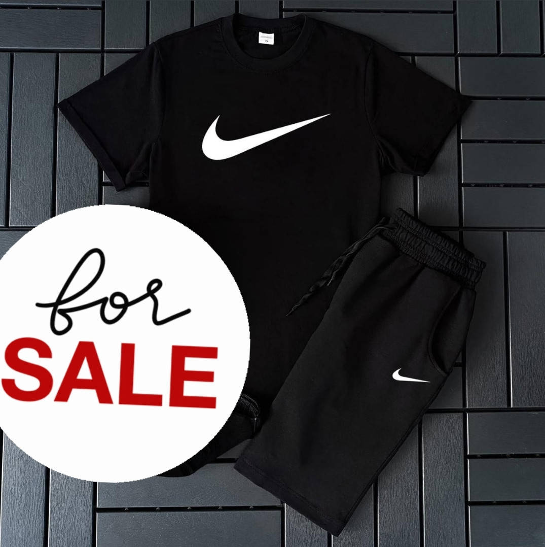 

Футболка и Шорты Nike в Черном Цвете | Черный Базовый Мужской Летний Комплект Nike (Найк) 2в1
