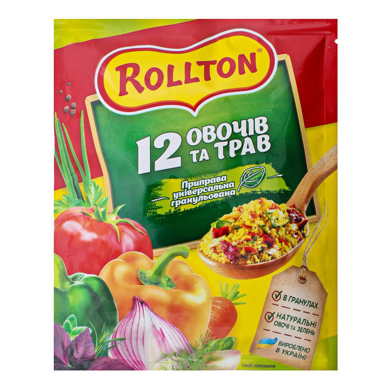 

Приправа Роллтон 12 овощей и трав универсальная гранулированная 60 гр