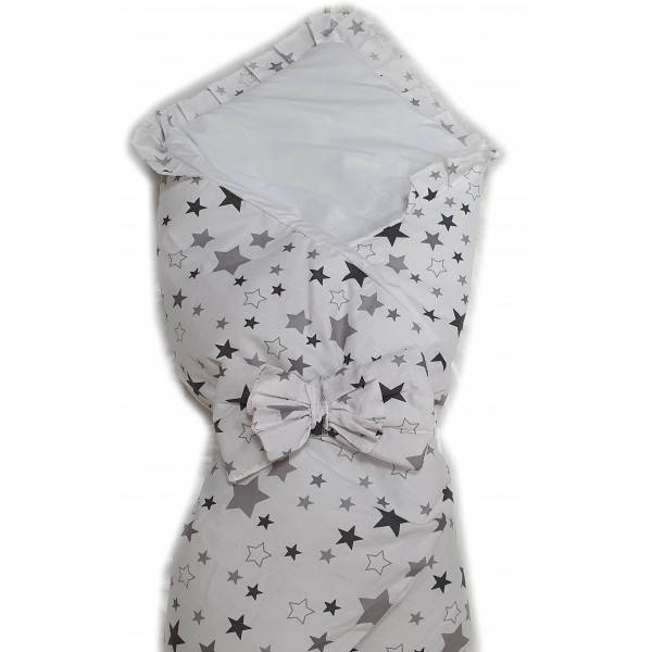 

Конверт одеяло на выписку Baby 3 в 1. "Белый с серыми разными звездами"
