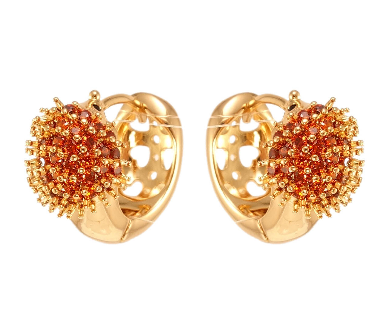 

Серьги Xuping Позолота 18K колечки "Ежики инкрустация красным цирконием"