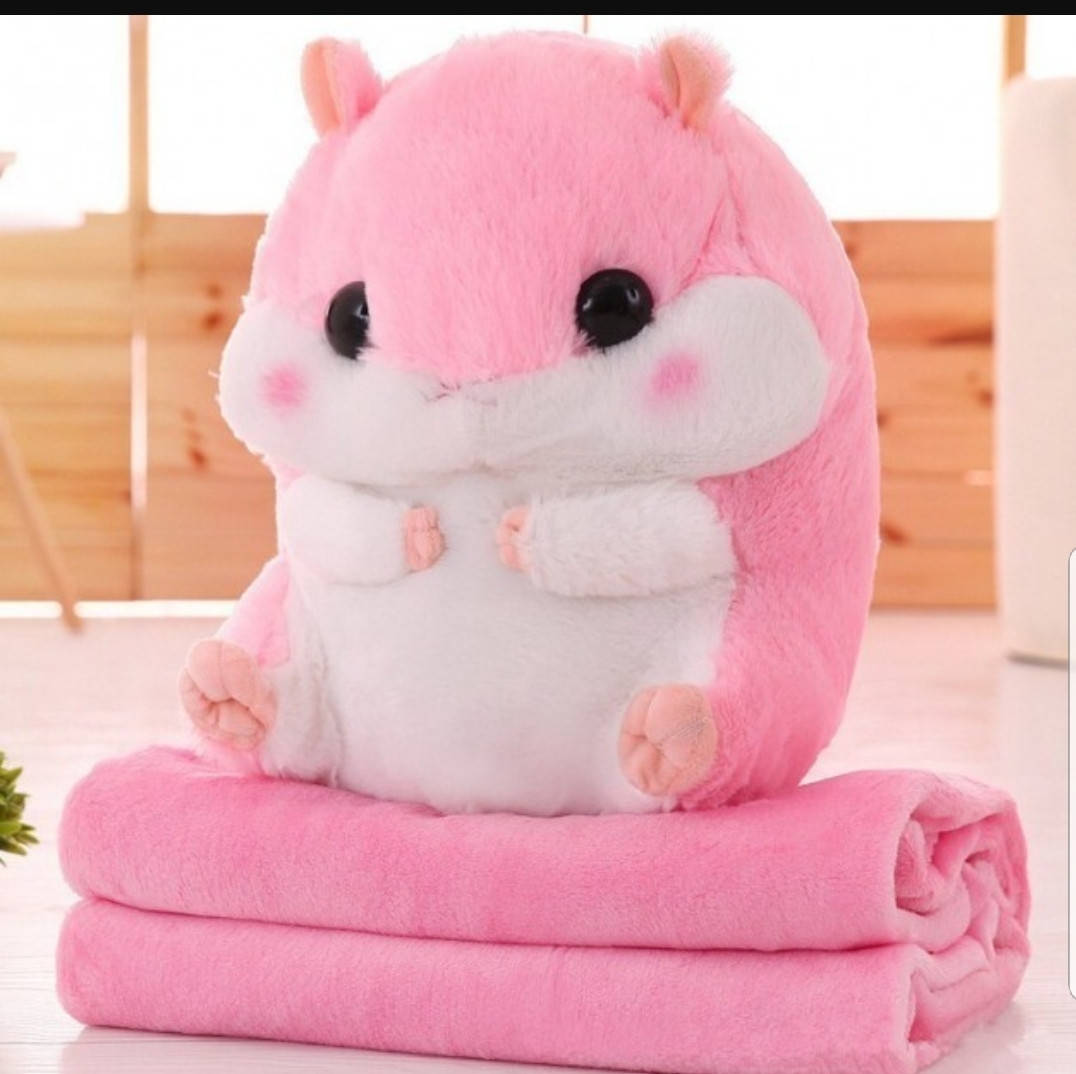 

Хомяк 3 в 1 розовый с большим пледом с пледом