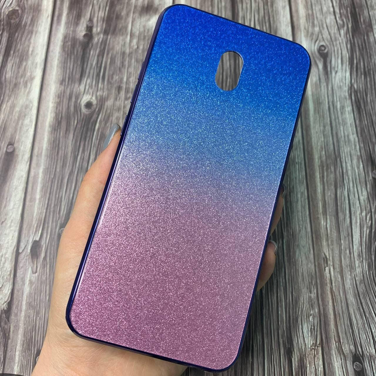

Чехол для Xiaomi Redmi 8a стеклянный с блестками яркий чехол на сяоми редми 8а розовый голубой