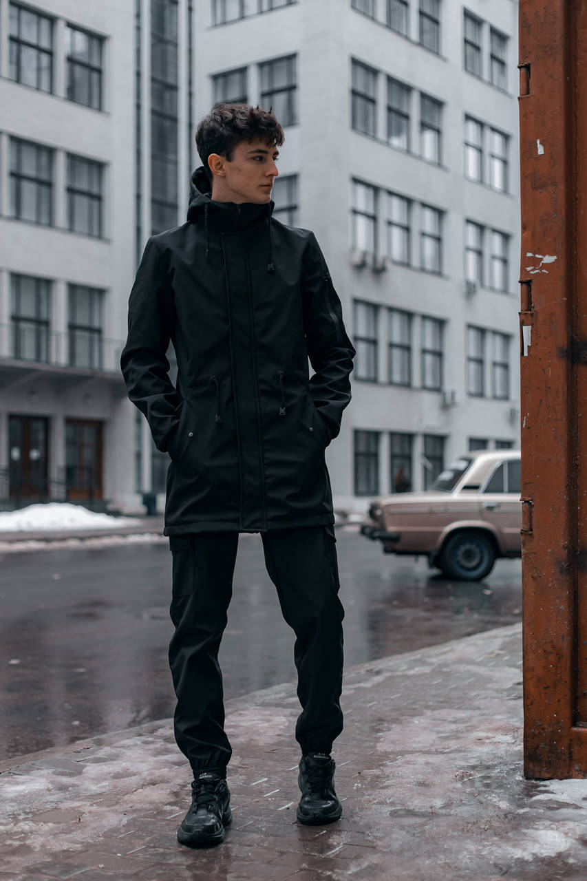 

Костюм мужской черный демисезонный Softshell V2.0. Куртка мужская,штаны утепленные