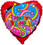 

Серце фольговане 18" Happy Birthday зірки, Красный