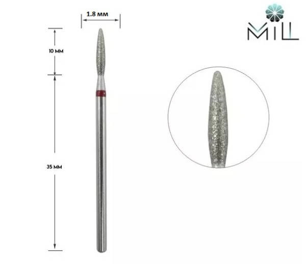 

Насадка алмазная Пламя 1.8 мм красная Mill, Красный