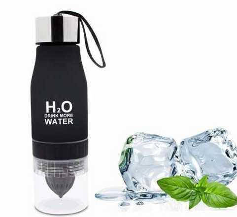 

Бутылка спортивная H2O Water Bottle 650 мл № B70 с отсеком для фруктов Черная