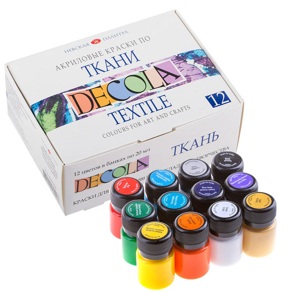 

Набір акрилових фарб по тканині Decola ЗХК 12кол. 20 мл (350438)