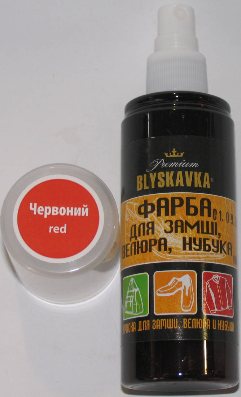 

Краска спрей красная для замши, нубука, велюра Блискавка 100мл Украина, Красный