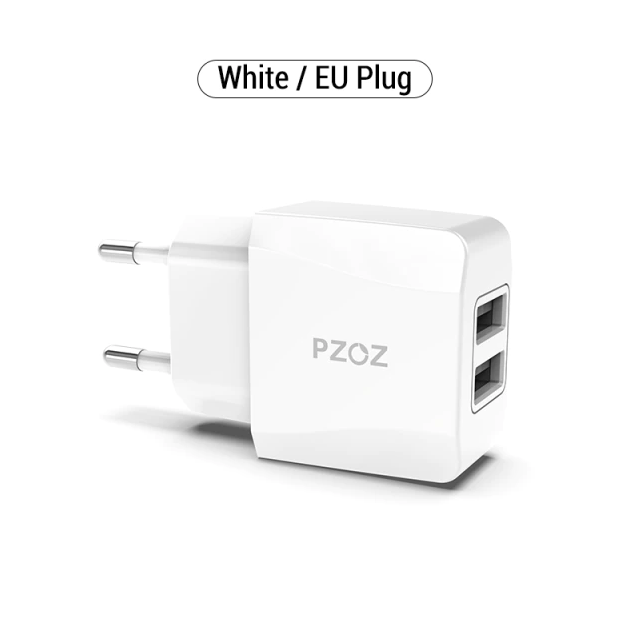 

Сетевое зарядное устройство (адаптер) PZOZ 2,1A на 2 USB порта White, Белый