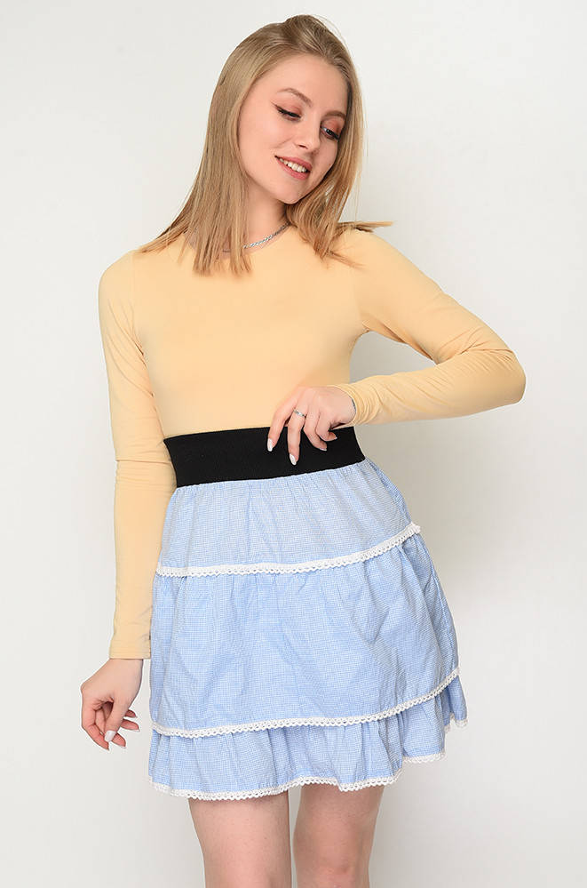 

Юбка женская голубая клетка Уценка 141227P, Красный